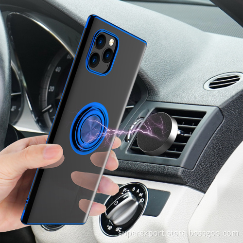 Electroplating TPU phone case cover 360 Degree ring holder Magnetic Car holder Mobile Phone case for iphone 11/ 11 pro max